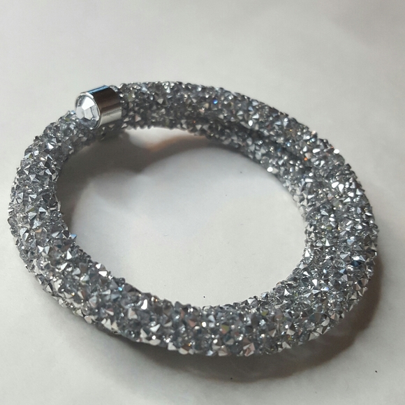 Silver Crystal Double Wrap Bracelet - Picture 3 of 4